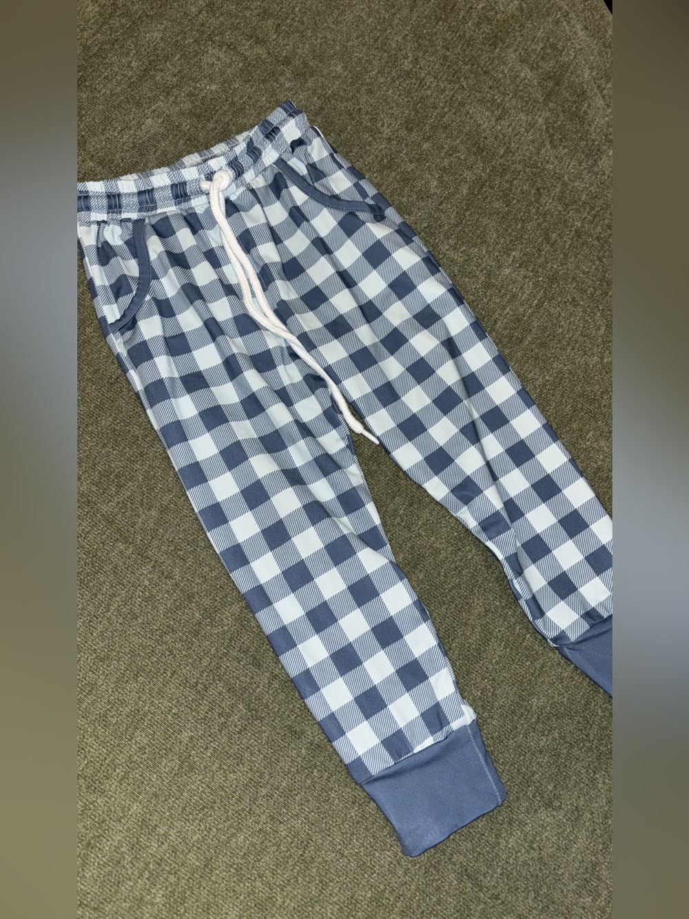 Toddler Blue & White Gingham Jogger Pants